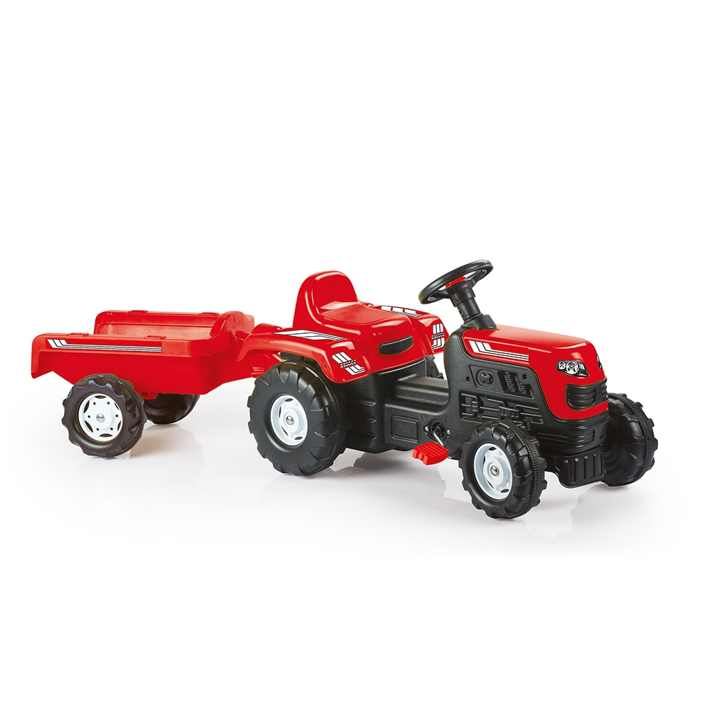 Tractor cu pedale si remorca, Rosu, 52x144x45 cm - DOLU [1]