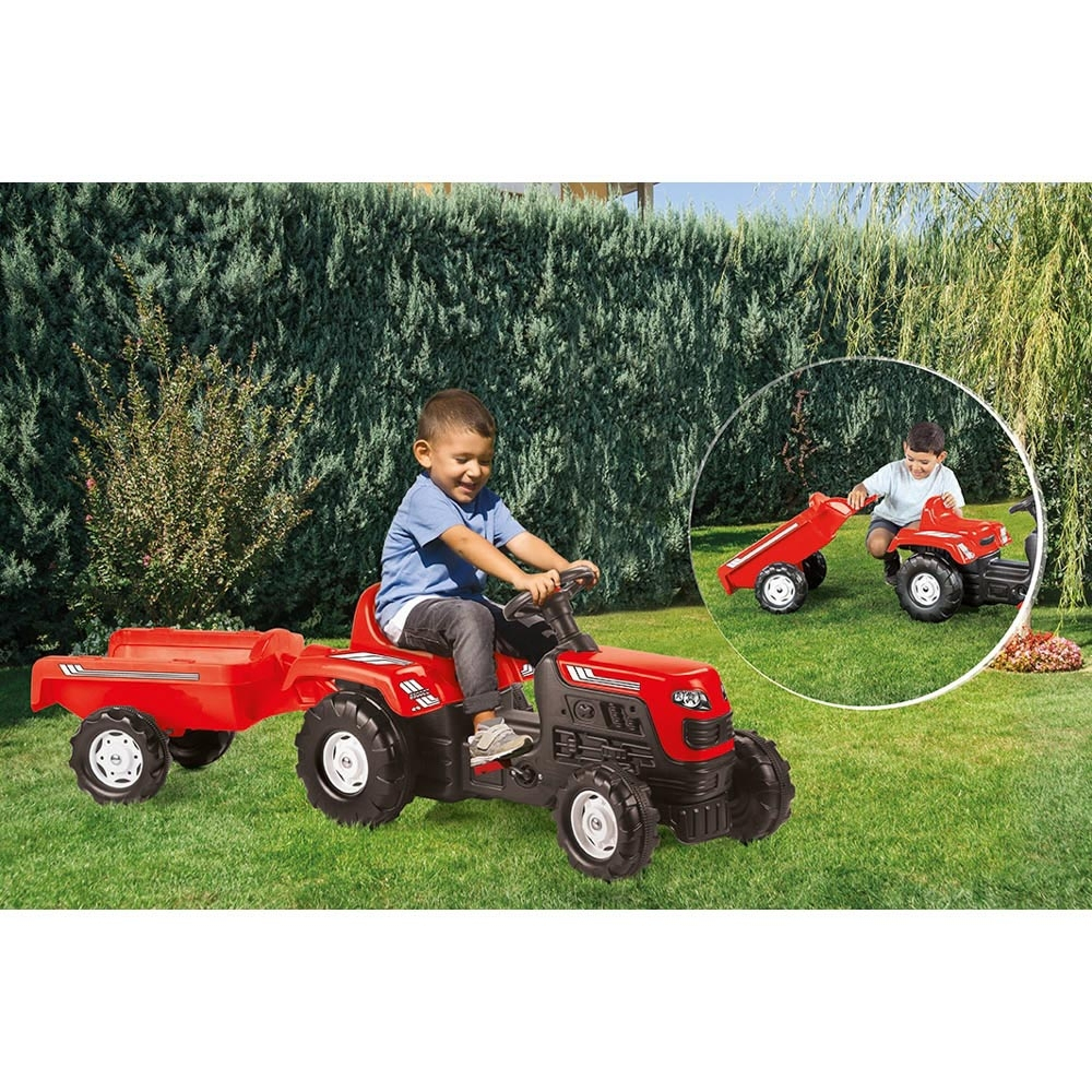 Tractor cu pedale si remorca, Rosu, 52x144x45 cm - DOLU [2]