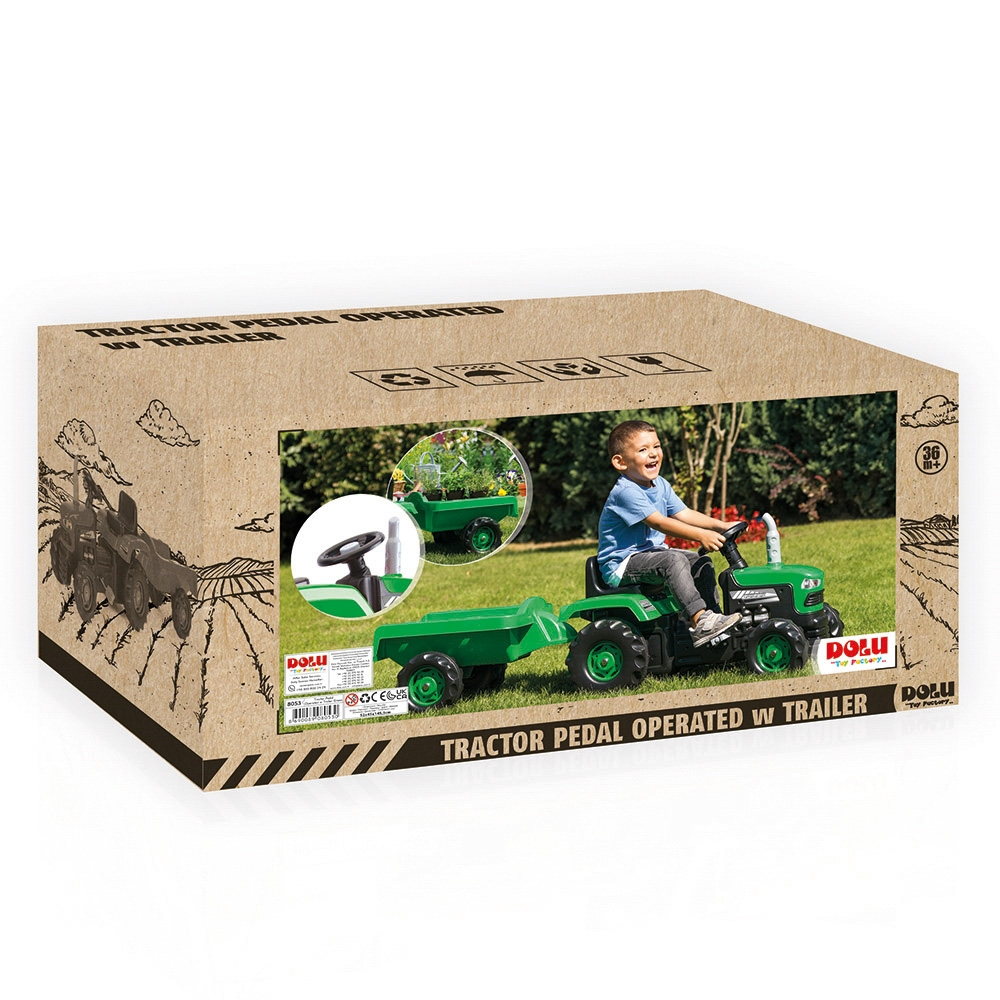 Tractor cu pedale si remorca/verde/53x143x45 - Dolu [5]