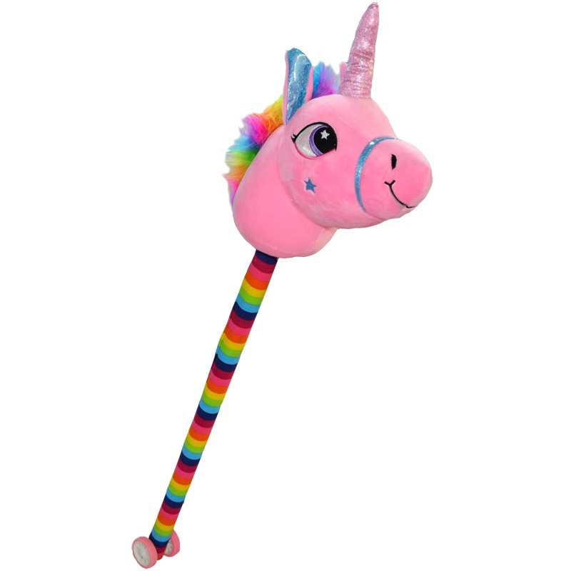 Unicorn de calarit, cu tija + rotile, cu sunet, mov/albastru/roz/galben, 80 cm [4]