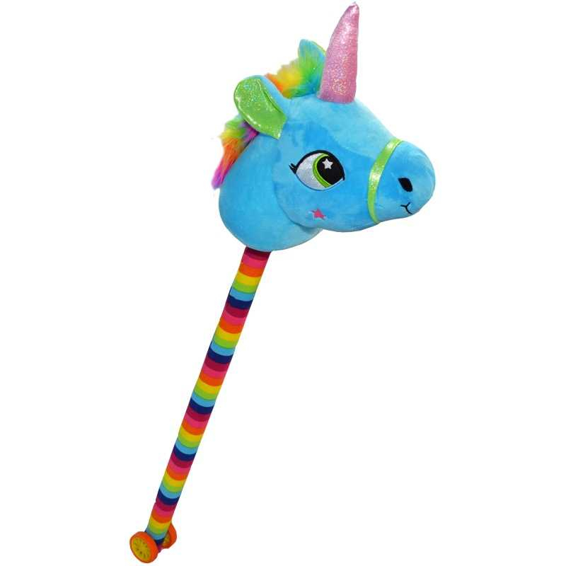 Unicorn de calarit, cu tija + rotile, cu sunet, mov/albastru/roz/galben, 80 cm [3]