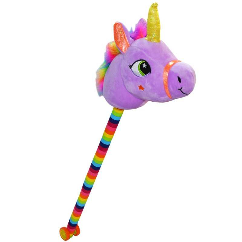 Unicorn de calarit, cu tija + rotile, cu sunet, mov/albastru/roz/galben, 80 cm [5]