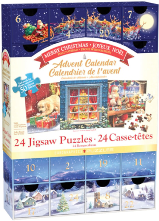 Sezon: Crăciun & Cadouri - Calendar de Advent Craciun Fericit, 24 puzzle-uri, 50 piese