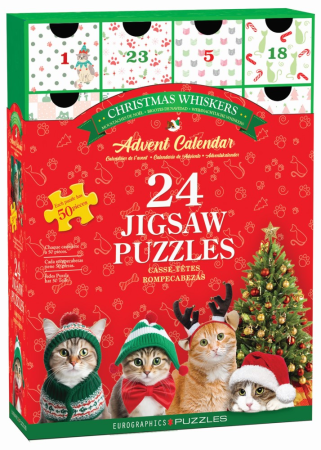Sezon: Crăciun & Cadouri - Calendar de Advent Pisici, 24 puzzle-uri, 50 piese