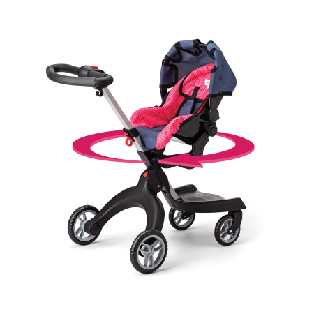 Păpuși & Accesorii  - Carucior pentru papusi modern, scaun auto - Pisici Chichi, 2 in 1