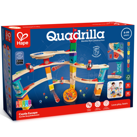 Domino & Marble Run - Jucarie copii Quadrilla - circuit cu bile - Evadeaza din Castel (102 piese)