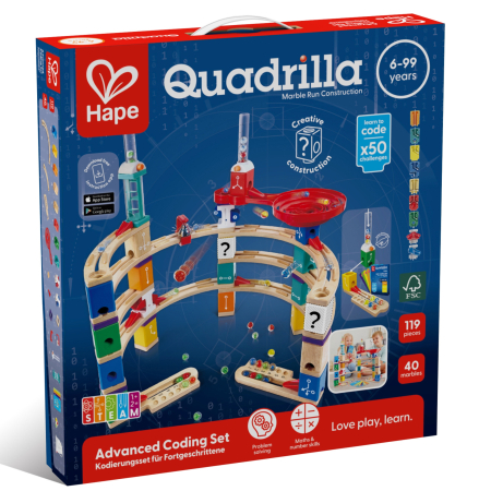 STEM & Știință - Jucarie copii Quadrilla - circuit cu bile - Set de codare avansat (159 piese)