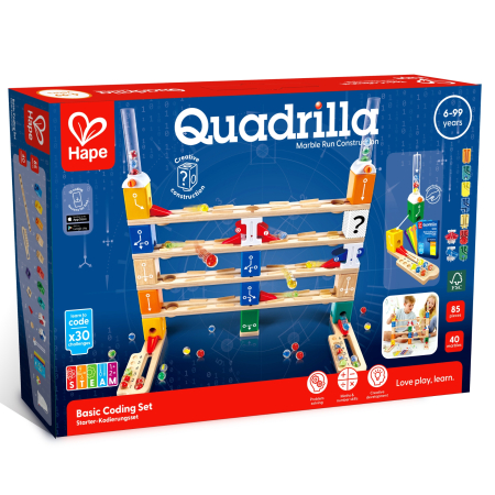 STEM & Știință - Jucarie copii Quadrilla - circuit cu bile - Set de codare de baza (125 piese)