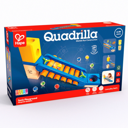 Domino & Marble Run - Jucarie copii Quadrilla - circuit cu bile - Sonic (13 piese)