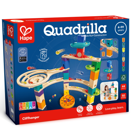 Domino & Marble Run - Jucarie copii Quadrilla - circuit cu bile - Suspans (94 piese)