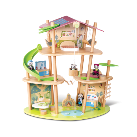 Seturi de joacă & Meserii - Jucarie din bambus - Casa ursilor Panda (25 piese)