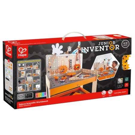 Știință & Mecanică - Jucarie din lemn - Banc de lucru deluxe (79 piese)