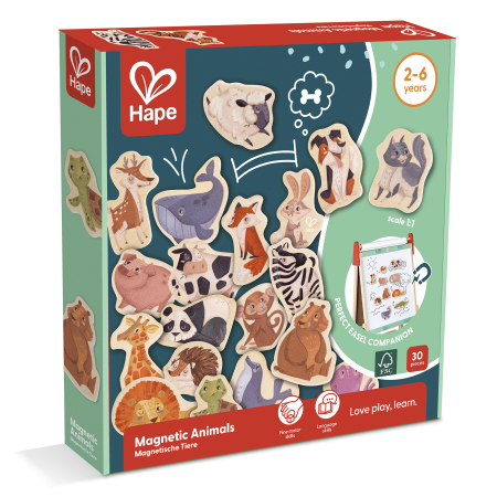 Arta & Șevalete - Jucarie din lemn copii - Magneti cu animale (30 piese)