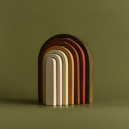 Lemn educativ - Jucarie din lemn - Curcubeu mare (culori pamantii)