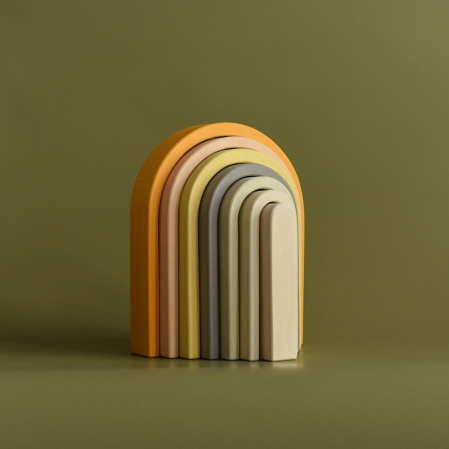 Lemn educativ - Jucarie din lemn - Curcubeu mare (culori pastel)