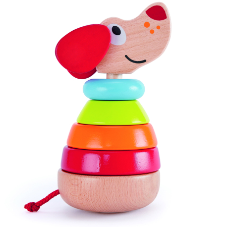 Jucării din lemn diverse - Jucarie din lemn de stivuit cu sunet - Catelul Pepe