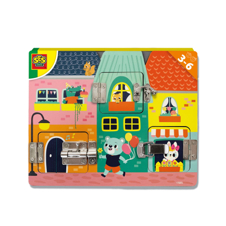 Motricitate & Îndemânare (lemn) - Jucarie din lemn - Incuie si descuie