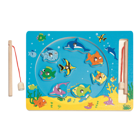Jocuri Educative & Senzoriale - Jucarie din lemn - Joc magnetic de pescuit, viata marina