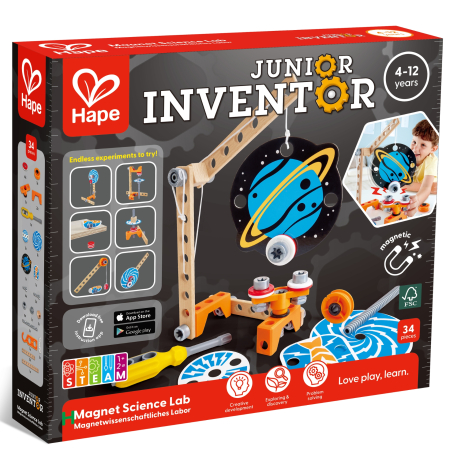 STEM & Știință - Jucarie din lemn - Laboratorul cu magneti (34 piese)