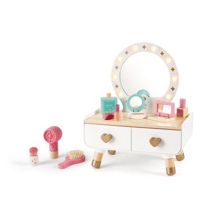 Diverse educative - Jucarie din lemn - Masa de toaleta eleganta pentru copii (14 piese)