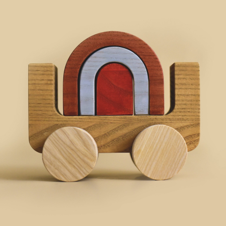 Trenuri & căi ferate - Jucarie din lemn - Masina Curcubeu
