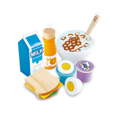Bucătărie & Mâncare - Jucarie din lemn - Mic dejun (13 piese)