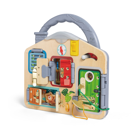 Montessori & STEM - Jucarie din lemn - Placa interactica cu incuietori pentru copii