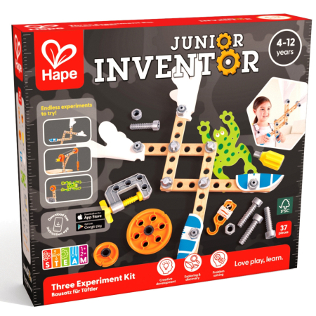 Știință & Mecanică - Jucarie din lemn - Set 3 experimente (37 piese)