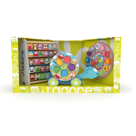 Lemn educativ - Jucarie din lemn - Set 3 jucarii J'adore verde