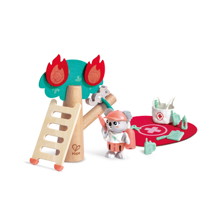 Seturi de joacă tematice - Jucarie din lemn- Set de joaca pompieri forestieri (17 piese)