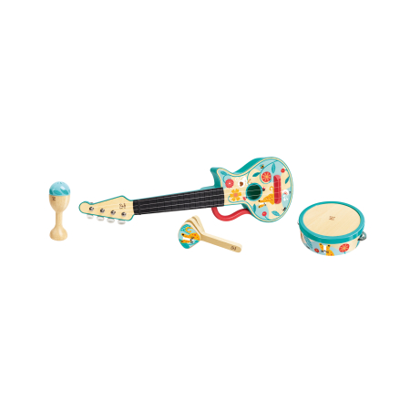Instrumente muzicale - Jucarie din lemn - Set de ukulele 4 in 1 pentru copii