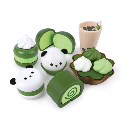 Jocuri de rol & Imitare - Jucarie din lemn - Set deserturi verzi pentru copii (8 piese)