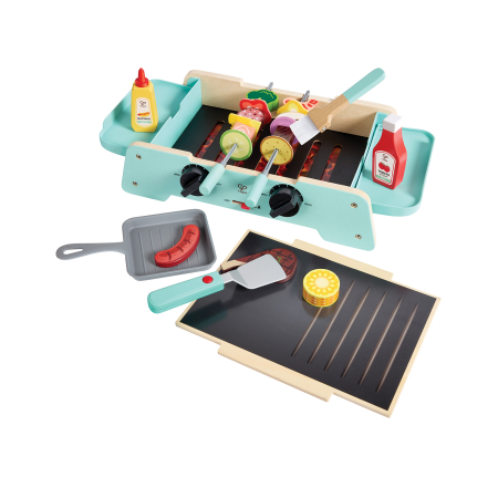 Bucătărie & Mâncare - Jucarie din lemn - Set gratar si plita pentru copii (24 piese)