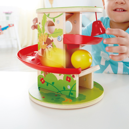 Seturi de construcție - Jucarie din lemn - Traseu cu bile Jungla