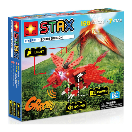 STAX – Vehicule & Tematice - Jucarie - Seturi de constructie cu lumini si sunete Stax - Dragonul rosu