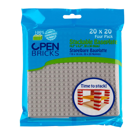 Plăci & Piese compatibile - Jucarie - Seturi de constructie - Placi gri deschis 20x20 (4 buc)