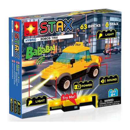 STAX – Vehicule & Tematice - Jucarie Stax - Set constructie copii cu lumini si sunete - Taxi
