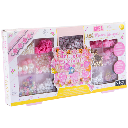 Seturi Creative & DIY - Kit creativ DIY - coliere și brățări cu mărgele Flower Bouquet, 500 piese, Perline ABC