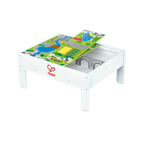 Trenuri & căi ferate - Masa din lemn, reversibila, de depozitare a trenurilor de jucarie