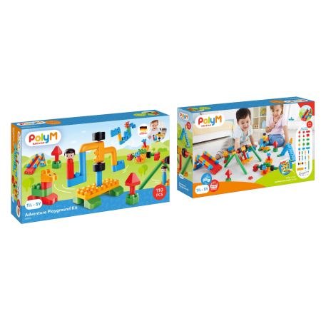 Blocuri de construcție (PolyM) - PolyM - Kit de joaca pentru aventura pentru copii (110 piese)