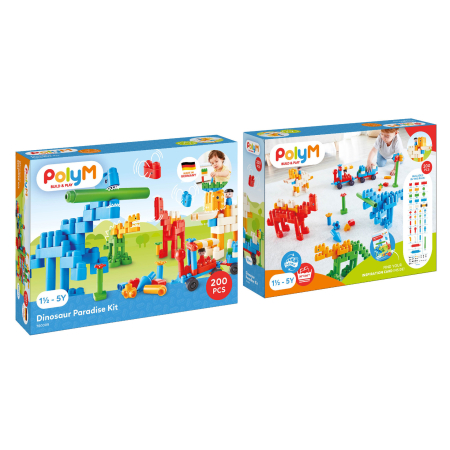 Blocuri de construcție (PolyM) - PolyM - Kit de jucarie Paradisul dinozaurilor (200 piese)