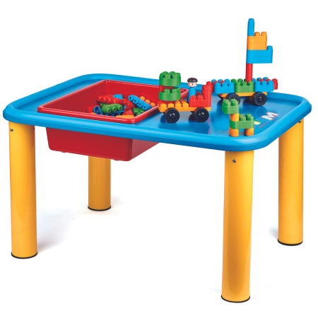 Blocuri de construcție (PolyM) - PolyM - Masa de joc si cuburi de constructie de jucarie