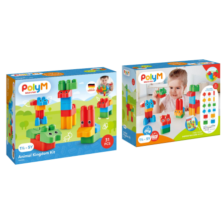 Blocuri de construcție (PolyM) - PolyM - Set constructie gradina zoologica pentru copii (31 piese)