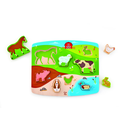 Puzzle-uri din lemn - Puzzle din lemn - Animale de la ferma 3D