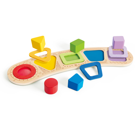 Puzzle-uri din lemn - Puzzle din lemn de sortare a culorilor si formelor