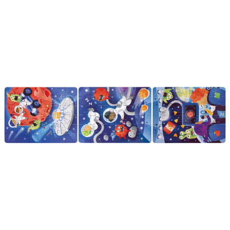 Puzzle-uri copii - Puzzle pentru copii Aventura in Spatiu (3 in 1) si joc storytelling