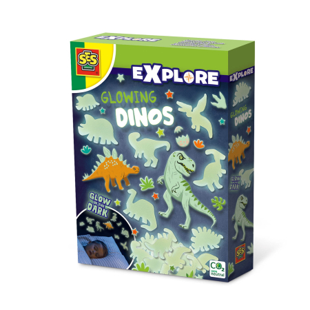 Cameră & Stickere fosforescente - Set autocolante fosforescente cu dinozauri pentru copii