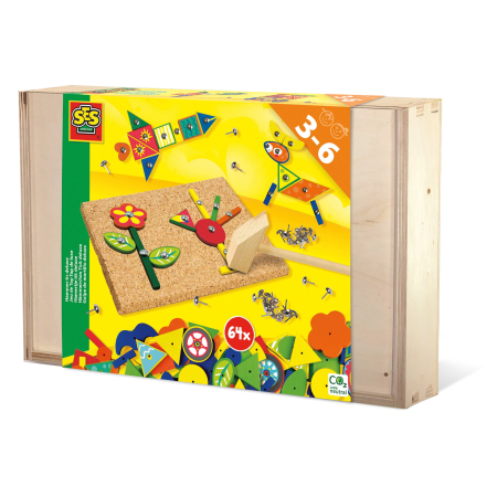 Puzzle-uri & Construcții - Set constructie copii - Jucarie de indemanare cu ciocan si cuie - Hammer Tic in cutie din lemn de lux