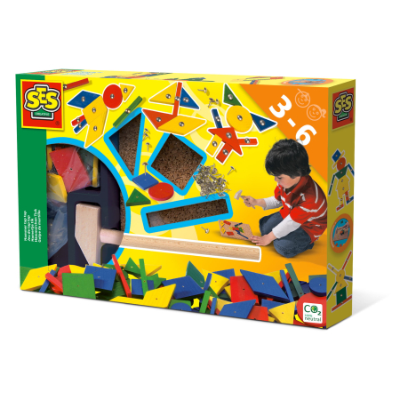 Puzzle-uri & Construcții - Set constructie copii - Jucarie de indemanare cu ciocan si cuie - Hammer Tic Original
