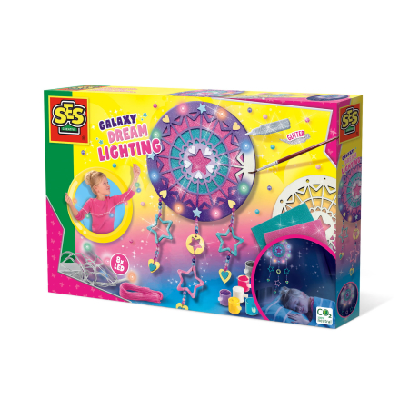 Artă & Meșteșuguri - Set creativ copii - Capcana de vise cu ghirlanda luminoasa cu tematica galaxie